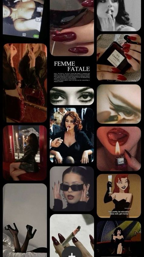 #femmefatale #darkfeminine #maneater #lanadelrey #superache #coquette #red Dark Fatale Outfits, Maneater Wallpaper Aesthetic, Feminine Fatale Wallpaper, Aesthetic Wallpaper Dark Feminine, Fem Fatale Wallpaper, Dark Fem Wallpaper Aesthetic, Dark Fatale Aesthetic, 90s Horror Aesthetic Outfit, Femine Energy Era