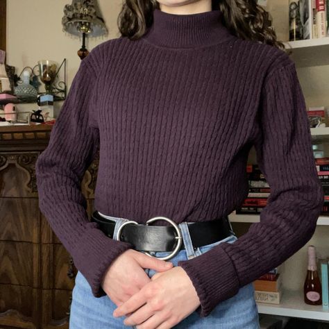 I might be biased but you should probably buy this on Depop 👍 https://depop.app.link/v9Hdd1uISwb Purple Turtleneck, Dark Purple, Turtleneck Sweater, Turtle Neck, Purple, Closet