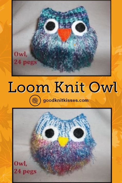 Loom Knit Owl stuffie or keychain! Use a 24-peg or 12-peg flower loom to make this cutie. https://www.goodknitkisses.com/loom-knit-owl/ #goodknitkisses #loomknit #loomknitting #knitstuffies #knitanimals #knittoys Loom Animals, Loom Knitting For Beginners, Flower Loom, Knit Loom, Round Loom Knitting, Circle Loom, Loom Knitting Tutorial, Loom Knitting Stitches, Loom Crochet