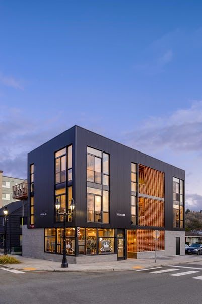 Mixed Use Building Concept Architecture, Bothell Washington, Contemporary Townhouse, Architectural Concepts, Apartment Exterior, Modern Townhouse, Urban Housing, Townhouse Designs, Mix Use Building