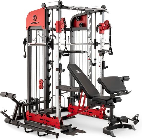 Home gym system Weight training equipment Smith cage Marcy Pro Deluxe Weightlifting machine Strength training Full-body workout Fitness equipment Versatile exercise machine Gym-quality equipment Marcy Home Gym, Pull Up Station, Barbell Pad, Half Rack, Dip Bar, Power Tower, Smith Machine, Strength Training Equipment, Weight Benches