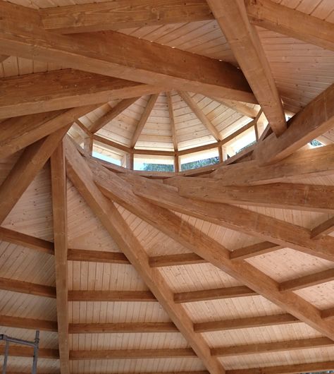 Octagon Architecture, Octagonal Architecture, Reciprocal Structure, Pentagon Building, Reciprocal Roof, Domed Roof, Gable Roof Design, Octagon House, Timber Roof