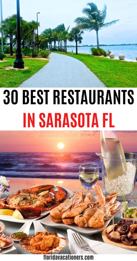 Best Restaurants in Sarasota Florida including the best beachfront restaurants in Sarasota Florida and where to eat with kids | Downtown Sarasota restaurants | Best resturants on the water in Sarasota | things to do in Sarasota FL | beach vacations and holidays in Florida | Florida food | Beach travel | Travel Florida | Gulf Coast | Naples FL #florida #sarasota #restaurantsinsarasota #gulfcoast Best Restaurants In Sarasota Florida, Things To Do Sarasota Florida, What To Do In Sarasota Florida, Sarasota Florida Restaurants, Sarasota Restaurants, Chicken Sushi, Florida Vibes, Sushi Pizza, Food Beach