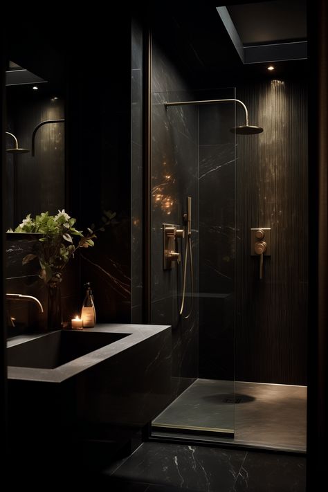 Imagine transforming your bathroom into a luxurious retreat with opulent noir designs, matte black fixtures, and moody wallpapers. Explore a world of sophistication and contemporary chic as you discover the latest trends in dark bathroom ideas. Here are 39 amazon dark bathroom design ideas. Dark Bathroom Design, Black Clawfoot Tub, Porter House, Black Hexagon Tile, Black Wainscoting, Black Subway Tiles, Dark Bathroom Ideas, Dark Bathroom, Moody Wallpaper