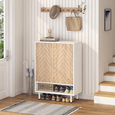 Slim Shoe Storage Entryway, Sleek Shoe Rack Ideas, Small Shoe Cabinet, Mudroom Entry, Hide Clutter, Shoe Types, Rustic Wood Doors, Shoe Cabinet Entryway, Mdf Furniture