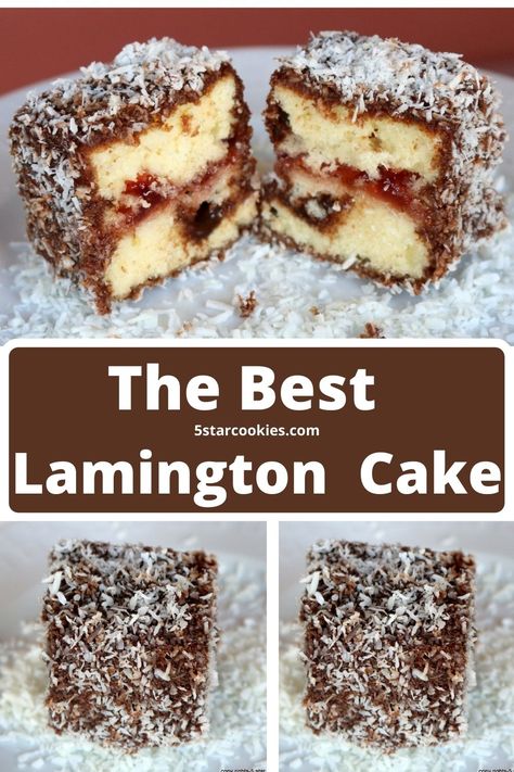 Lamington Cake Recipe, Lamington Cake, Lamingtons Recipe, Australian Desserts, Cake Bars Recipe, Aussie Food, Desiccated Coconut, Australia Food, Kolaci I Torte