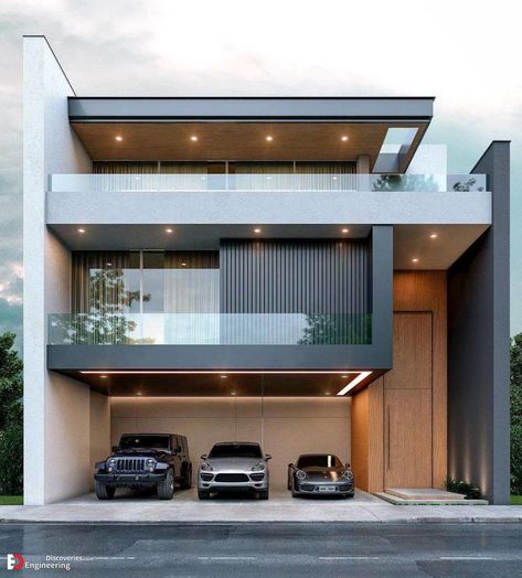 Top 51+ Modern House Design Ideas With Perfect Garage Car For 2022 - Engineering Discoveries Home Designs Exterior, House Outer Design, Modern Small House Design, House Design Ideas, Building House Plans Designs, Modern House Facades, Architect Design House, Modern Exterior House Designs, Duplex House Design