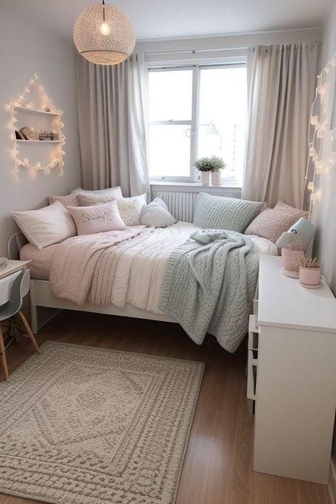 Bedroom Ideas Single Bed, Small Room Makeover, Bedroom Ideas For Small Rooms Cozy, Aesthetic Bedroom Ideas, Dekorasi Kamar Tidur, Room Redesign, Redecorate Bedroom, Tiny Bedroom, Dream Room Inspiration