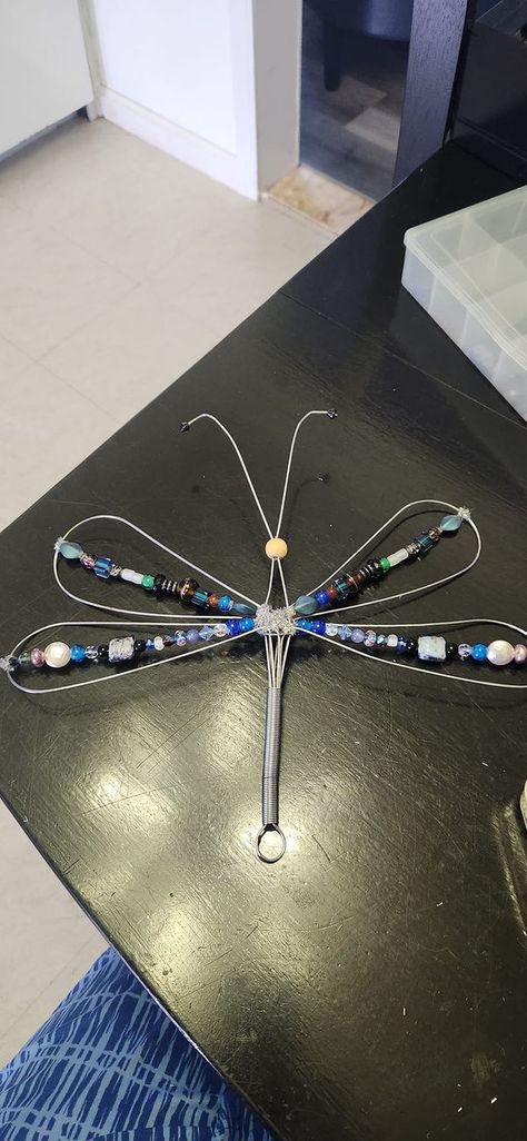 Dollar Tree Fanatics Crafts & Decor | Dragonflies i made today out of whisk from DT and beads i had. Wire Whisk Dragonflies, Whisk Dragonfly Diy, Dragonfly Whisk, Whisk Dragonfly, Suncatchers Diy, Dragonfly Garden Decor, Garden Critters, Beaded Butterflies, Crystal Suncatchers Diy