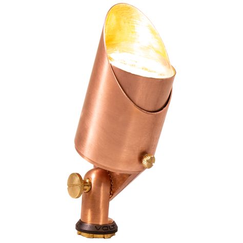 Top Dog LED Spotlight - Solid Brass (Copper Finish) | VOLT® Lighting Outdoor Spotlights, Brass Spotlights, Backyard Remodel, Dog Lead, Led Spotlight, Copper Finish, Landscape Lighting, Outdoor Lighting, Solid Brass