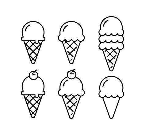 Easy Ice Cream Cone Drawing, Minimalist Ice Cream Tattoo, Ice Cream Doodle Cute, Cute Ice Cream Cone Illustration, Cone Ice Cream Drawing, Simple Ice Cream Drawing, Ice Cream Cone Outline, Ice Cream Cone Graphic, Ice Cream Cone Tattoo Simple