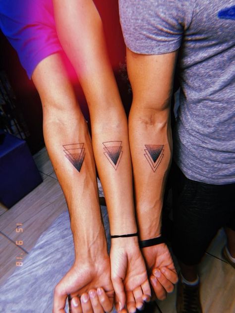 Men's Tattoo Forearm, Guy Friendship Tattoos, Tattoo Family Of 3, Brother Tattoos For 3, Tattoo For 3 Brothers, Brother Brother Tattoo, Geometric Family Tattoo, Tattoos For 3 Brothers, 4 Brothers Tattoo