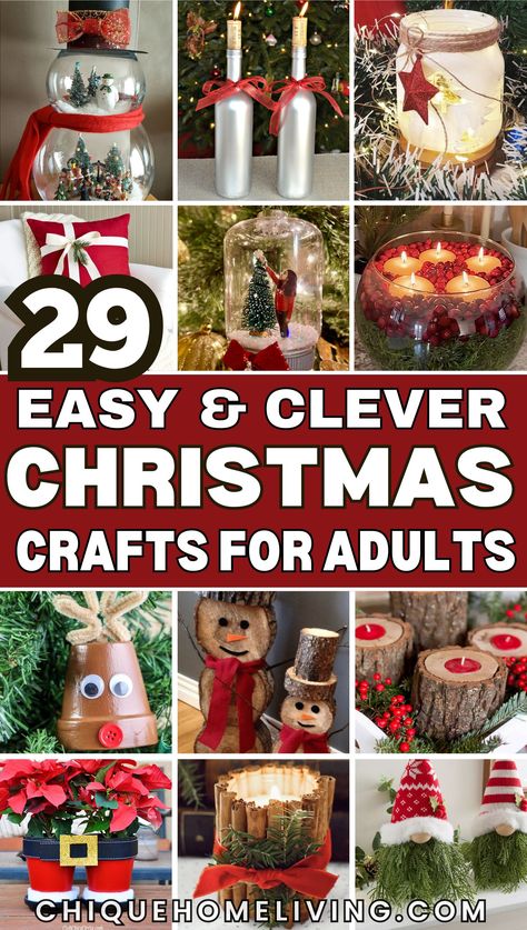 Christmas Crafts For Adults Cricut, 1 Hour Christmas Crafts, Diy Christmas Ornaments Adults, Easy Diy Crafts For Christmas, Simple Craft For Adults, Adult Ornaments Diy, Simple Diy Christmas Crafts, Easy Christmas Crafts For Seniors Nursing Homes, Diy Christmas Favors For Adults