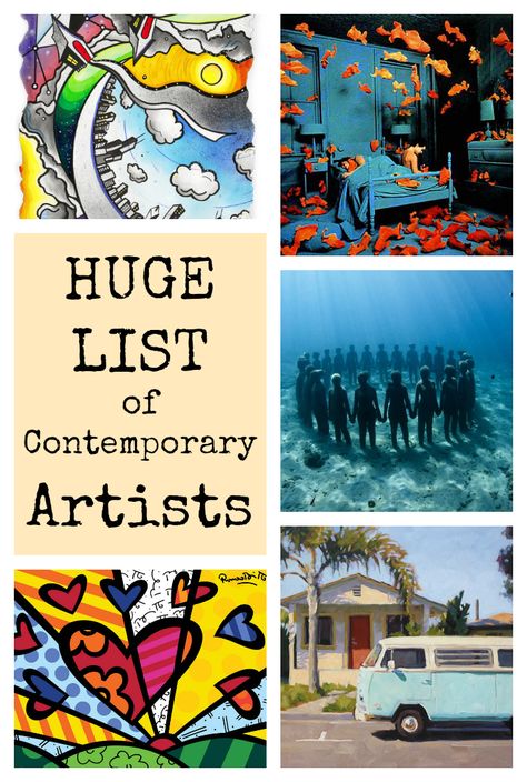 Huge List of Contemporary Artists -. Famous Contemporary Artists, Art Bio, Art Docent, Classe D'art, Art History Lessons, Art Criticism, Facebook Art, 3d Figures, Art Teaching