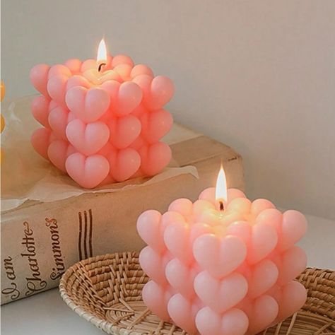 Super Cute And Stylish Ships In 5-10 Business Days Aesthetic Dinner, Heart Shaped Candles, Bedroom Candles, Heart Bubbles, Rubix Cube, Fragrant Candles, Eco Friendly Candles, Aromatic Candles, Candle Wedding Favors