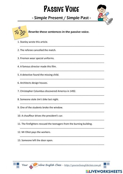 Passive Voice Past Simple Worksheet, Present Simple Passive Worksheet, Past Simple Passive Worksheet, Past Passive Worksheet, Passive Worksheet, Language Acquisition Theories, Advance English, Presente Simple, Classroom Preparation