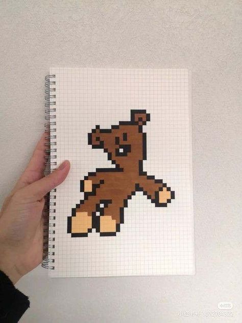 Checkered Paper Drawings, Checkered Drawing, Paper Art Ideas, Square Drawing, Pixel Art Tutorial, Easy Pixel Art, Easy Love Drawings, Pixel Art Templates, Easy Handmade