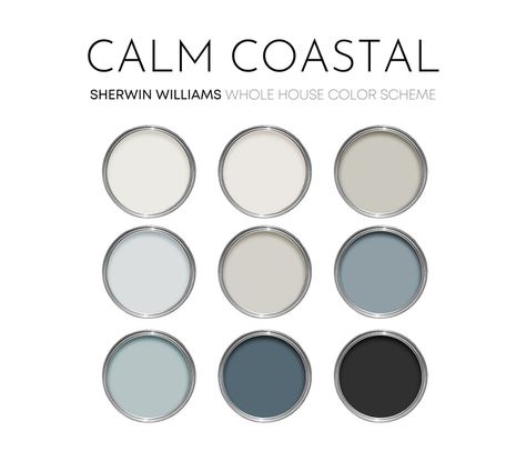 Sherwin Williams – Millie Hart Interiors Hart Interiors, Coastal Paint Palette, Neutral Interior Paint Colors, Coastal Color Scheme, Calm Coastal, Coastal Paint Colors, Coastal Paint, Color Palette Interior Design, Beach House Colors