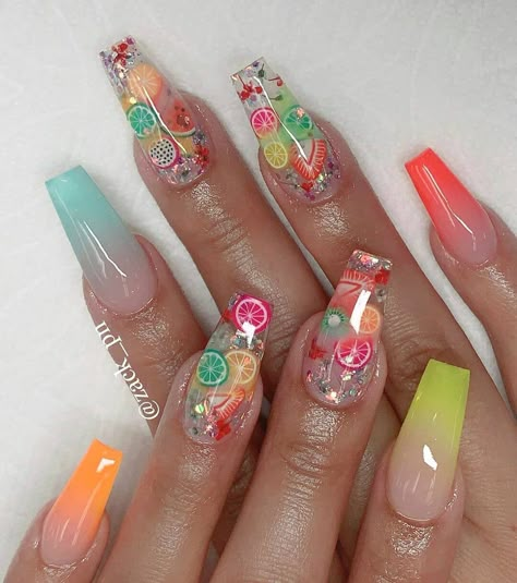 Empire Nail Clips on Instagram: “Follow 👉 @empirenailclips 💕💕💕 Follow 👉 @empirenailclips 💕💕💕 . . .  Cr: @zack_pn . . .  #nailsofinstagram #nails #nail #naildesigns #nails💅…” Glowing Black Skin, Orange Nail Ideas, Fruit Nail Designs, Fruits Design, Fruit Nails, Funky Nail Designs, Fruit Nail Art, Encapsulated Nails, Orange Nail