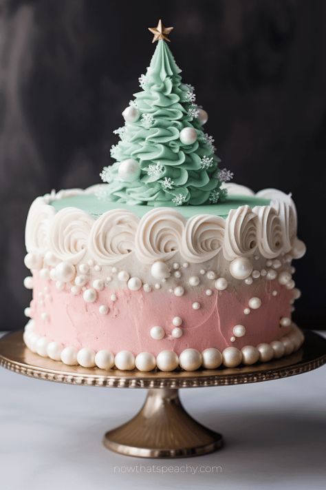 Green Christmas Cake Designs, Lambeth Style Christmas Cake, Cute Christmas Cake Designs, Christmas Tree Birthday Cake, Christmas Tree Cake Decoration, Lambeth Christmas Cake, Pastel Christmas Cake, Winter Cakes Ideas, Funny Christmas Cakes