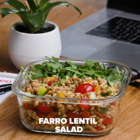 Farro Lentil Salad Lunches Recipes, Pesto Quinoa, Lentil Salad Recipes, Plant Based Lunch, Satisfying Salads, Low Carb Vegetarian Recipes, Plant Based Dinner, Roasted Vegetable, Lentil Salad