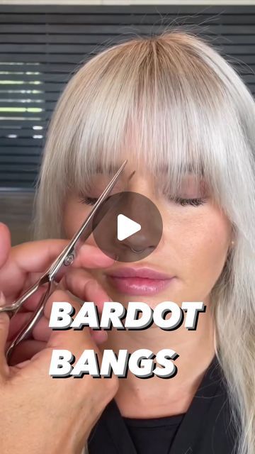 Rachel Williams on Instagram: "BARDOT BANGS ✂️🔥 Always Forever Inspired by The Icon Brigitte Bardot ! I used my 6” Phantom by @arcscissors to cut these Beautiful Bardot Bangs , and Trim on the Stunning @shealareelynn 🙌🏼! These Scissors will always be my go too scissors because they are designed to not only cut on wet , and dry hair , but also it was designed to cut on the axis of the blade ! 👉🏼 Notice how I’m detailing and trimming on Dry Hair ! This is how you see the hair in its natural state, and you can Truly see what needs to be Trimmed, Detailed, and Weight Removed 🙌🏼!! ✂️ You can always use my my code RachelW15 for 15% off of any pair of @arcscissors ! 👉🏼 Link is under my Linktree in my Bio ✈️! All the Love, Rachel ♥️ @arcscissors #arcscissors #madeinjapan #arcpartner #a Brigitte Bardot Style Hairstyles, How To Trim Fringe Bangs, Sleeping With Bangs, Blonde Hair Fringe Bangs, How To Cut Perfect Bangs, Bardot Bangs Long Hair, Growing Bangs Out, Bridget Bardot Haircut, Blonde Hair Bangs Medium