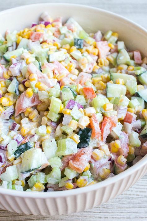 Simple Salads Recipes For Dinner, Chopped Vegetable Salad Recipes, 12 Tomatoes Recipes Salads, Easy Side Dishes For Dinner Quick Simple, Spring Potluck Ideas, Fresh Vegetable Salad Recipes, Vegetable Salad Ingredients, Chopped Vegetable Salad, Fresh Vegetable Salad