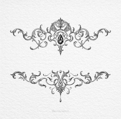 Filigree Heart Tattoo, Ornate Chest Tattoo, Mad Parents, Jewellery Tattoo, Sternum Piece, Baroque Tattoo, Filigree Tattoo, Jewelry Tattoo, Spine Tattoos