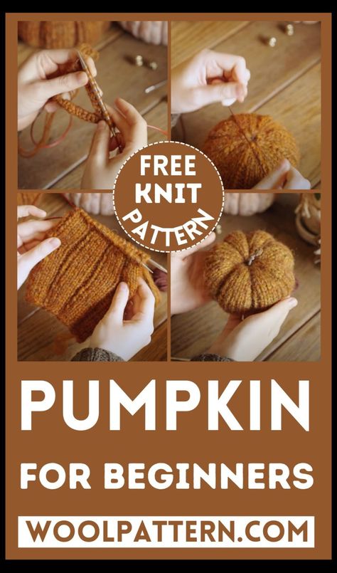 How To Knit A Pumpkin For Beginners Pumpkin Amigurumi, Knitted Pumpkins, Knit Pumpkins, Pumpkin Patterns Free, Fall Knitting Patterns, Crochet Cake, Knit Items, Knitting Basics, Fall Knitting