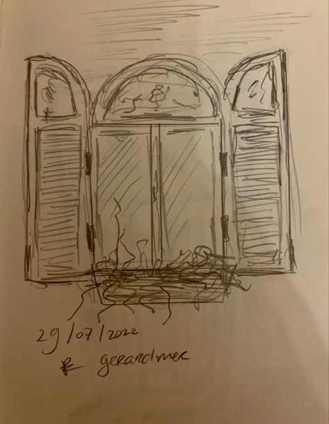 Sketches To Hang On Wall, How To Draw A Balcony, Aesthetic Window Painting, How To Draw Windows, Drawing In Class Sketch, Cat In Window Drawing, Window Aesthetic Drawing, How To Draw A Window, Easy Pen Drawings Doodles