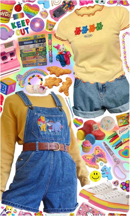 Kidcore Outfit | ShopLook Colorful Kidcore Outfits, Ascetic Outfits, Kidcore Outfit Ideas, Pastel Kidcore Outfits, Kidcore Aesthetic Outfits, Yellow Aesthetic Outfit, Olivia Outfits, Kid Core Outfits, Kidcore Style