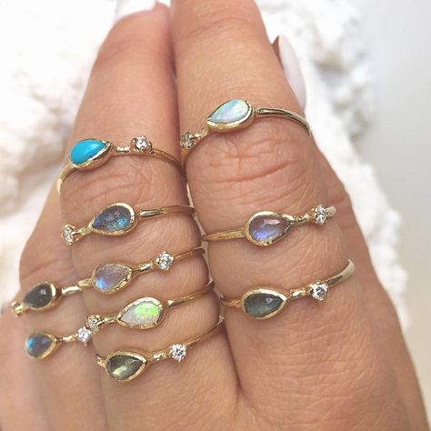 Misa Jewelry: “Aurora and Constellation Rings" Constellation Piercings, Australian Opal Ring, Turquoise Gold Ring, Guiding Light, Gold Gemstone Ring, Rainbow Moonstone Ring, Labradorite Jewelry, Ring With Diamond, Gemstone Engagement