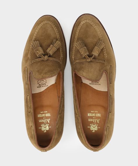 A classic Alden tassel loafer model, built on the Aberdeen last. Made in snuff suede, this shoe fits like a sock, wrapping your foot in light and vibrant suede. Details: Aberdeen Last. Snuff Suede. Single Leather Soles Fits true to size. Made in the USA. Alden Shoes Men, Alden Loafer, Alden Shoes, Tassel Shoes, Suede Tassel, Loafers Style, Formal Shoes For Men, Shoe Company, Tassel Loafers