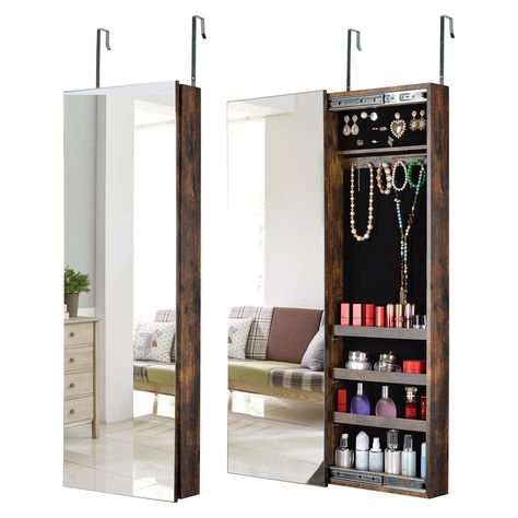 Jewelry Storage Cabinet, Locks And Keys, Mirror Jewelry Storage, Full Mirror, Mirror Jewelry, Mirror Jewellery Cabinet, Mirror Jewelry Armoire, Luxurious Interior, Velvet Interior