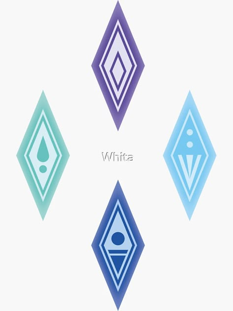 "Frozen Crystals" Sticker by Whita | Redbubble Frozen 2 Symbols, Frozen 2 Crystals, Frozen 2 Spirit Symbols, Frozen 2 Element Symbols, Frozen 2 Tattoo Ideas, Frozen Set Design Ideas, Frozen Tattoo Disney, Frozen Tattoo Ideas, Frozen Elements