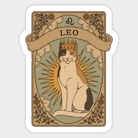 Leo - Cats Astrology -- Choose from our vast selection of stickers to match with your favorite design to make the perfect customized sticker/decal. Perfect to put on water bottles, laptops, hard hats, and car windows. Everything from favorite TV show stickers to funny stickers. For men, women, boys, and girls. Astrology Art Print, Astrology Leo, Astrology Art, Paint Ideas, Cat Stickers, Art Journal Inspiration, Giclee Art Print, Mini Art, Water Based Ink