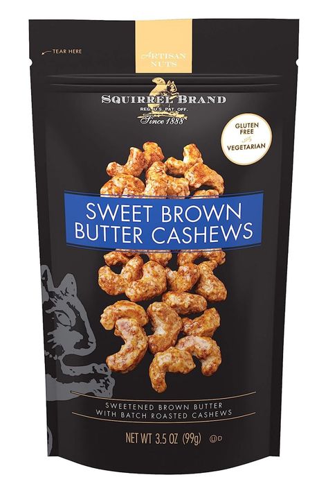 Squirrel Brand Sweet Brown Butter Cashews, 3.5 Ounces, Gluten Free, Vegetarian #stockingstuffers #christmasnuts #ad Gluten Free Plant Based, Roasted Cashews, Trail Mix, Plant Based Protein, Brown Butter, International Recipes, Food Items, Gluten Free Vegetarian, Cashew