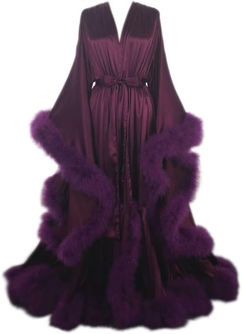 Dressica Old Hollywood Feather Robe Sexy Boudoir Robe Feather Bridal Robe Satin Long Wedding Scarf New Custom Made at Amazon Women’s Clothing store Robe With Fur, Feather Bridal Robe, Satin Bridal Robe, Wedding Scarf, Old Hollywood Style, Red Fur, Kurta Style, Bridal Robe, Bridal Robes