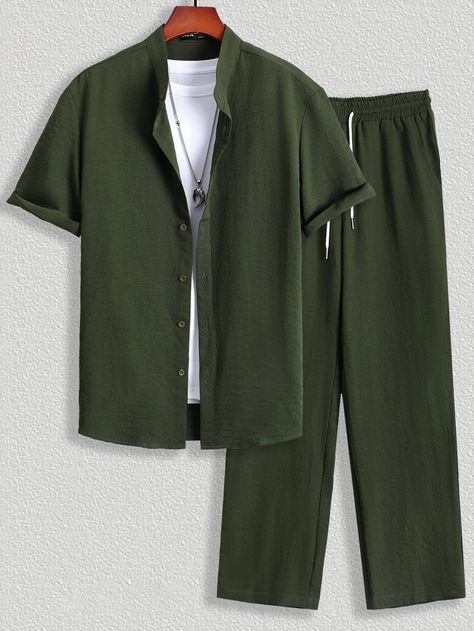 Khaki Tops, Drawstring Waist Pants, Ebay Business, Sweatsuit Set, Track Suit Men, Polyester Jacket, Cool Outfits For Men, Tracksuit Set, Summer Suits