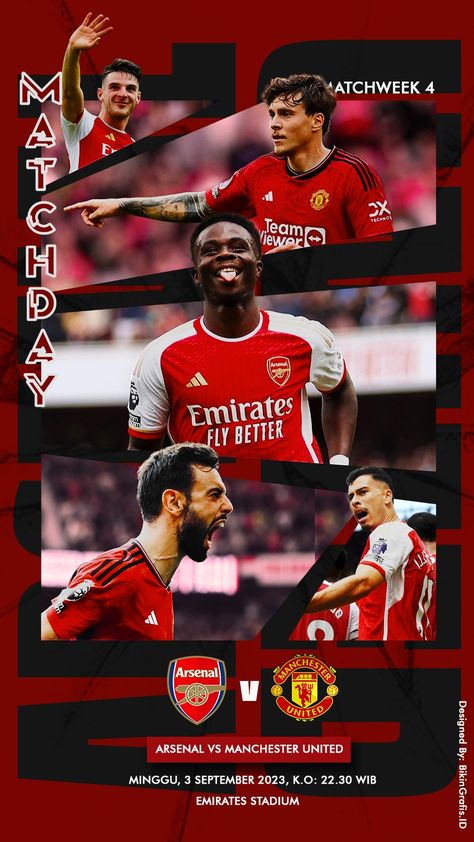 Match Day Football Design, Poster Bola, Arsenal Vs Manchester United, Arsenal Match, Sports Design Inspiration, Esports Logo, Soccer Poster, Match Day, Soccer Match