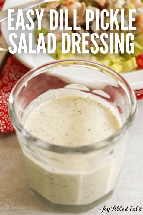 This Dill Pickle Salad Dressing is a dream come true! If you're a salad fan, you're not going to want to miss out on this. It's an easy dressing recipe that adds so much flavor! Dill pickle dressing is ready in less than 5 minutes of time and made with common ingredients! Dill Pickle Slaw Recipe, Dill Paste Recipe, Dill Pickle Dressing Recipe, Dill Pickle Ranch Dressing, Pickle Juice Salad Dressing, Dill Pickle Salad Dressing, Pickle Salad Dressing, Dill Pickle Dressing, Dill Pickle Salad