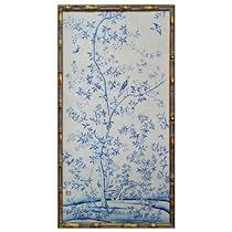 Blue And Green Living Room, Chinoiserie Prints, Painted Chinoiserie, Chinese Rice, Chinese Bamboo, Chinese Flower, Japanese Screen, Chinoiserie Wall, Organic Glass