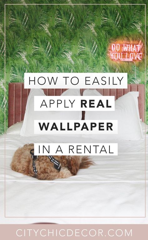 Want to know how to easily hang and install non pasted wallpaper? You can hang pre pasted wallpaper with NO damage in your home or rental apartment using liquid starch! No damage and it’s super easy to install. You can even remove it upon moving out! #vintagewallpaper #removablewallpaper #tropicalwallpaper #blushtropical #prepastedwallpaper Real Wallpaper, Pre Pasted Wallpaper, Liquid Starch, Minimalist Christmas Tree, Rental Apartment, Tropical Wallpaper, Luxury Homes Interior, Cute Home Decor, Natural Home Decor