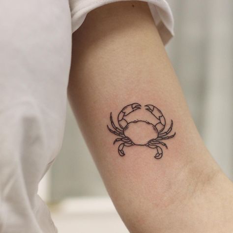 Zodiac Tattoos Constellation, Tattoos Constellation, Beehive Tattoo, Zodiac Tattoo Designs, Vintage Tattoo Sleeve, Crab Tattoo, Seashell Tattoos, Simple Arm Tattoos, Horoscope Tattoos