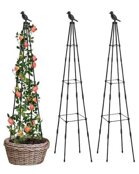 PRICES MAY VARY. DIY Shape and Height: Our garden trellis is a two-in-one design that can change into different shapes according to different plants, providing ample growing space for your plants and adding a sense of design to your garden. The Tower Obelisk provides support for a variety of climbing plants and flowers and is the perfect addition to your yard, garden, patio, outdoors and more Rustproof Material & Strong and Sturdy: Material of our garden obelisk trellis: Metal Pipe with PE Plast Climbing Plants Outdoor, Pot Trellis, Obelisk Trellis, Plant Cages, Cucumber Trellis, Plant Trellis, Tall Plant, Rose Trellis, Garden Obelisk