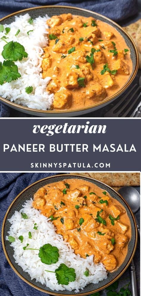 Easy Paneer Butter Masala Paneer Tikka Butter Masala, Easy Recipes With Paneer, One Pan Indian Meals, Cheap Easy Asian Meals, Butter Panner Masala, Recipes Using Paneer Cheese, Butter Curry Vegetarian, Butter Vegetables Indian, Sagg Paneer Recipe