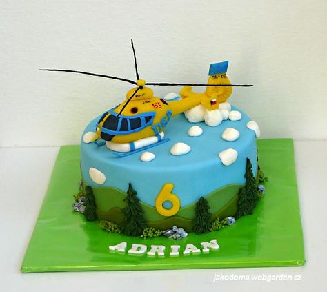 Helicopter Helicopter Cake Ideas, Helicopter Birthday Cake, Jcb Cake, Helicopter Party, Helicopter Cake, Police Birthday Cakes, Helicopter Birthday, Cold Cake, Birthday Baking