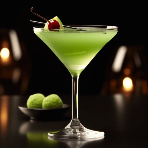 The Green Apple Martini has a sweet, tangy, and slightly sour taste with a crisp and refreshing finish. The apple flavors are prominent, while the vodka adds a subtle kick. Green Apple Martini Recipe, Green Apple Cocktails, Green Apple Martini, Apple Martini Recipe, Green Martini, Apple Schnapps, Cherry Drink, Perfect Martini, Apple Cocktail