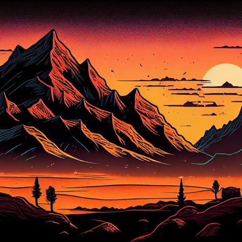 The Geometric Mountain Art Print Set is a stunning collection of modern landscape art that is perfect for adding a touch of color and energy to any space. Featuring a unique design in pop art style, this digital image showcases both geometric and abstract mountain landscapes. The bold colors and retro mountain art style of this set make it a standout piece that will add personality and charm to any room. Geometric Mountain Art, Modern Landscape Art, Gray Mountain, Retro Landscape, Retro Mountain, Abstract Landscape Art, Geometric Mountain, Mountain Landscapes, Mountain Illustration