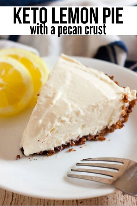 Keto Lemon Pie, Kasey Trenum, Lemon Pie Recipe, Pecan Crust, Lemon Pie Filling, Postre Keto, Cold Desserts, Recetas Keto, Low Carb Sweets